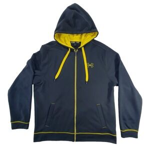 Under Armour Full Zip Hoodie XL Loose Navy Yellow Athletic Sweatshirt